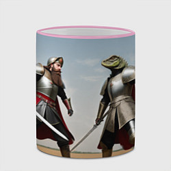 Кружка 3D Древний Рус против Ящера, цвет: 3D-розовый кант — фото 2