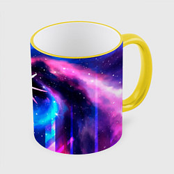 Кружка 3D Nightwish неоновый космос, цвет: 3D-желтый кант