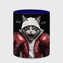 Кружка 3D Cool fighting cat, цвет: 3D-белый + синий — фото 2