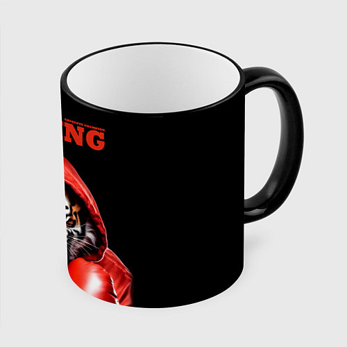 Кружка цветная Boxing tiger / 3D-Черный кант – фото 1