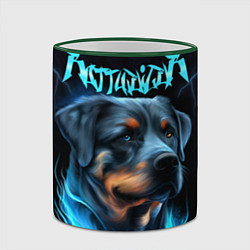 Кружка 3D Rottweiler and lightnings, цвет: 3D-зеленый кант — фото 2