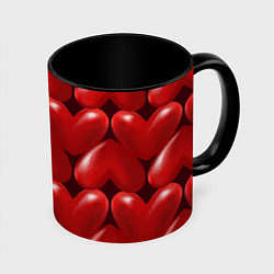 Кружка 3D Red hearts, цвет: 3D-белый + черный