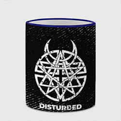 Кружка 3D Disturbed с потертостями на темном фоне, цвет: 3D-синий кант — фото 2