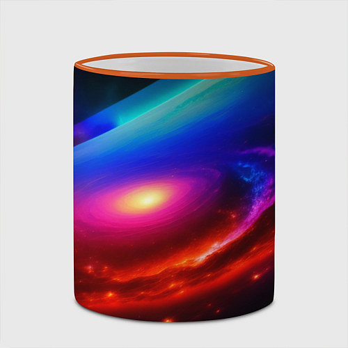 Кружка цветная Неоновая галактика / 3D-Оранжевый кант – фото 2