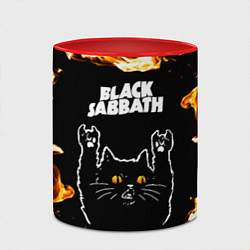 Кружка 3D Black Sabbath рок кот и огонь, цвет: 3D-белый + красный — фото 2