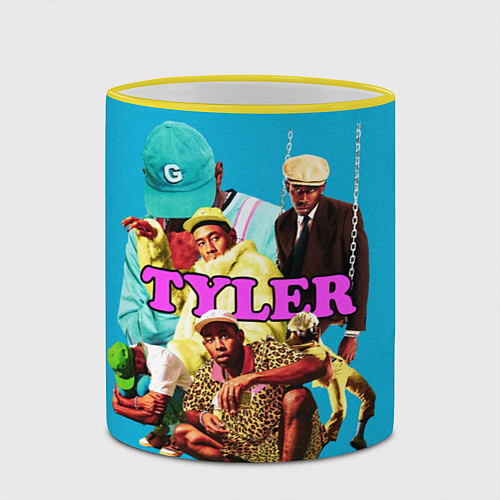 Кружка цветная Tyler, The Creator Collage / 3D-Желтый кант – фото 2