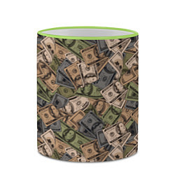 Кружка 3D Камуфляж с банкнотой в 100 долларов, цвет: 3D-светло-зеленый кант — фото 2