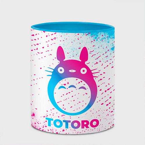 Кружка цветная Totoro neon gradient style / 3D-Белый + небесно-голубой – фото 2