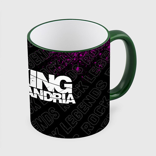 Кружка цветная Asking Alexandria rock legends: надпись и символ / 3D-Зеленый кант – фото 1