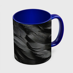 Кружка 3D Черные перья ворона, цвет: 3D-белый + синий