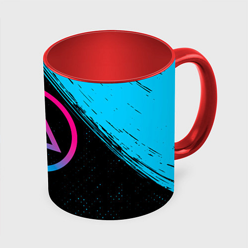 Кружка цветная Linkin Park - neon gradient / 3D-Белый + красный – фото 1