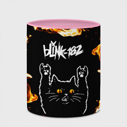 Кружка 3D Blink 182 рок кот и огонь, цвет: 3D-белый + розовый — фото 2