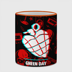 Кружка 3D Green Day rock glitch, цвет: 3D-оранжевый кант — фото 2