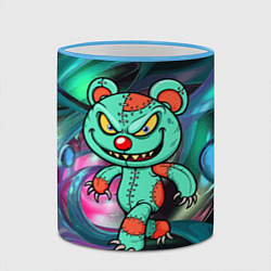 Кружка 3D Кровожадный мишутка-вуду, цвет: 3D-небесно-голубой кант — фото 2