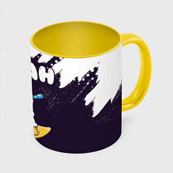 Кружка 3D Иван космонавт отдыхает на Луне, цвет: 3D-белый + желтый