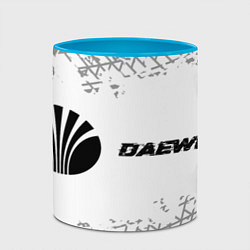 Кружка 3D Daewoo speed на светлом фоне со следами шин: надпи, цвет: 3D-белый + небесно-голубой — фото 2