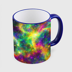 Кружка 3D Яркий неоновый космос, цвет: 3D-синий кант