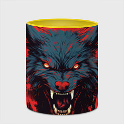 Кружка 3D Red blue wolf, цвет: 3D-белый + желтый — фото 2