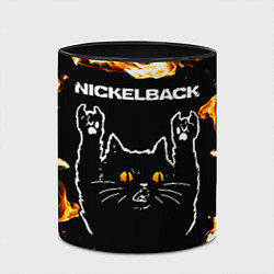 Кружка 3D Nickelback рок кот и огонь, цвет: 3D-белый + черный — фото 2