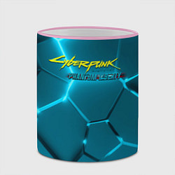 Кружка 3D Cyberpunk 2077 phantom liberty blue logo, цвет: 3D-розовый кант — фото 2