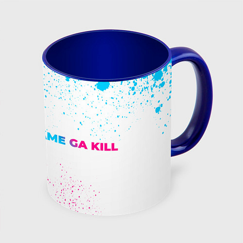 Кружка цветная Akame ga Kill neon gradient style: надпись и симво / 3D-Белый + синий – фото 1