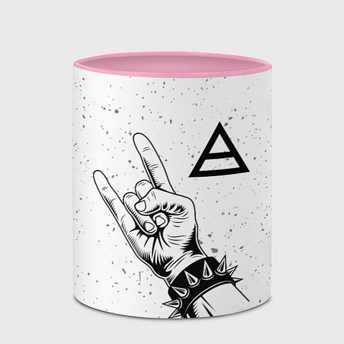 Кружка цветная Thirty Seconds to Mars и рок символ / 3D-Белый + розовый – фото 2