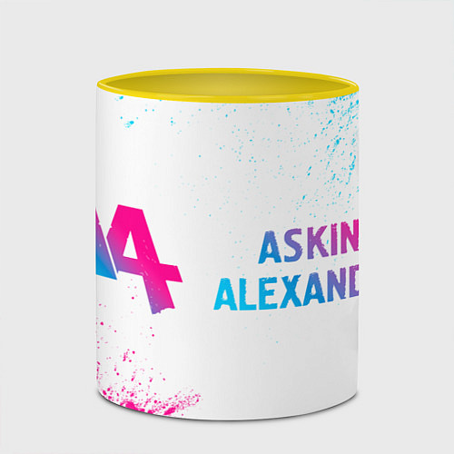 Кружка цветная Asking Alexandria neon gradient style: надпись и с / 3D-Белый + желтый – фото 2