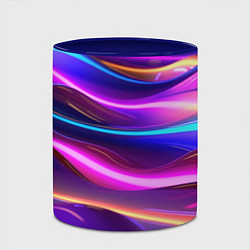 Кружка 3D Неоновые волны, цвет: 3D-белый + синий — фото 2