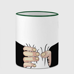 Кружка 3D Рука сжимает талию, цвет: 3D-зеленый кант — фото 2