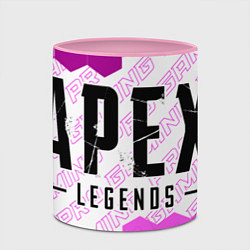 Кружка 3D Apex Legends pro gaming: надпись и символ, цвет: 3D-белый + розовый — фото 2