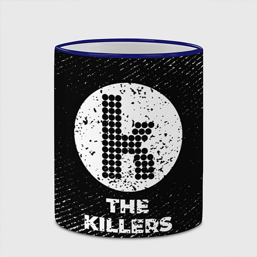 Кружка цветная The Killers с потертостями на темном фоне / 3D-Синий кант – фото 2