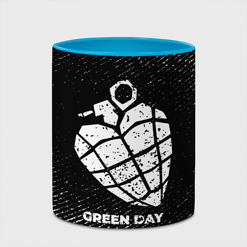 Кружка цветная Green Day с потертостями на темном фоне / 3D-Белый + небесно-голубой – фото 2