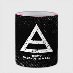 Кружка 3D Thirty Seconds to Mars с потертостями на темном фо, цвет: 3D-розовый кант — фото 2