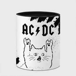 Кружка 3D AC DC рок кот на светлом фоне, цвет: 3D-белый + черный — фото 2