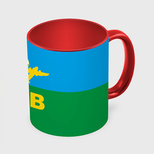 Кружка цветная ВДВ - символика / 3D-Белый + красный – фото 1