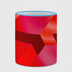 Кружка 3D Красная геометрия, цвет: 3D-небесно-голубой кант — фото 2