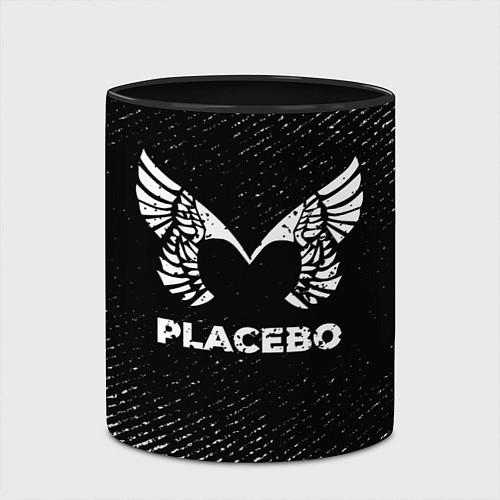 Кружка цветная Placebo с потертостями на темном фоне / 3D-Белый + черный – фото 2