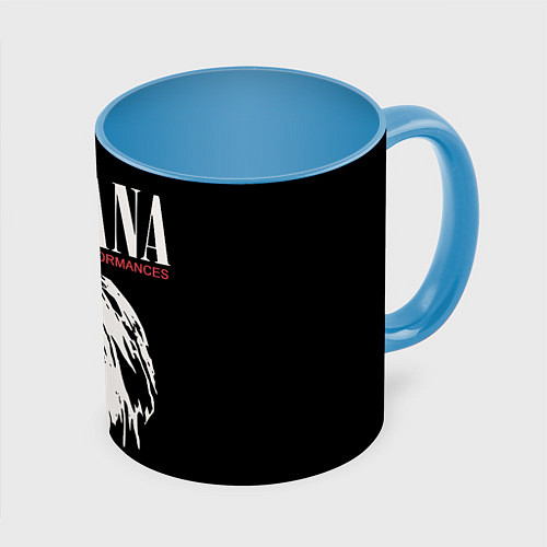 Кружка цветная Nirvana - Kurt Cobain / 3D-Белый + небесно-голубой – фото 1