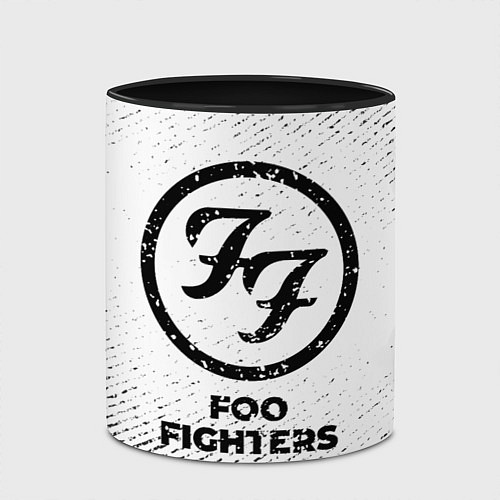 Кружка цветная Foo Fighters с потертостями на светлом фоне / 3D-Белый + черный – фото 2
