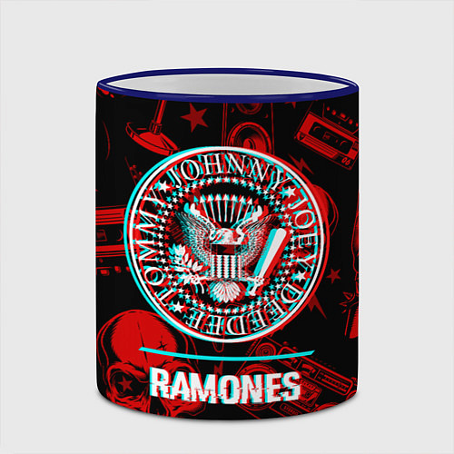 Кружка цветная Ramones rock glitch / 3D-Синий кант – фото 2