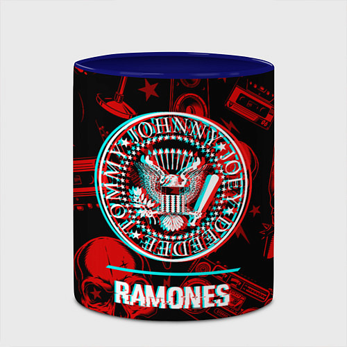 Кружка цветная Ramones rock glitch / 3D-Белый + синий – фото 2