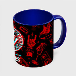 Кружка 3D Ramones rock glitch, цвет: 3D-белый + синий