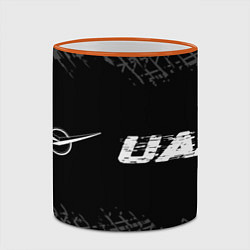 Кружка 3D UAZ speed на темном фоне со следами шин: надпись и, цвет: 3D-оранжевый кант — фото 2