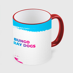 Кружка 3D Bungo Stray Dogs neon gradient style: надпись и си, цвет: 3D-красный кант