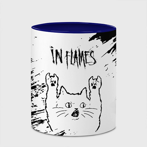 Кружка цветная In Flames рок кот на светлом фоне / 3D-Белый + синий – фото 2