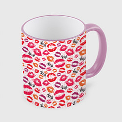 Кружка 3D Поцелуи - kiss, цвет: 3D-розовый кант
