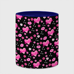 Кружка 3D Черный фон, барби и цветы, цвет: 3D-белый + синий — фото 2