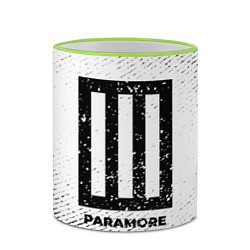 Кружка 3D Paramore с потертостями на светлом фоне, цвет: 3D-светло-зеленый кант — фото 2