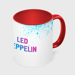 Кружка 3D Led Zeppelin neon gradient style: надпись и символ, цвет: 3D-белый + красный