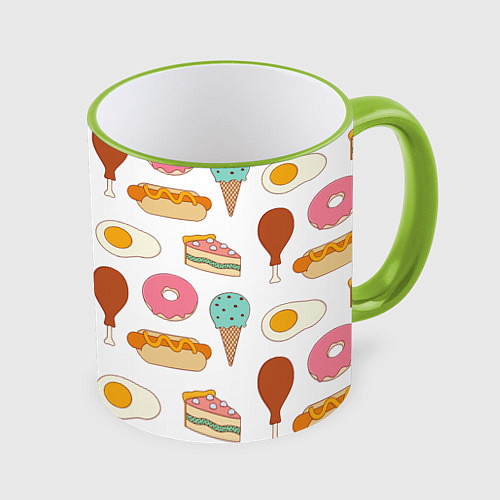 Кружка цветная Tasty food / 3D-Светло-зеленый кант – фото 1